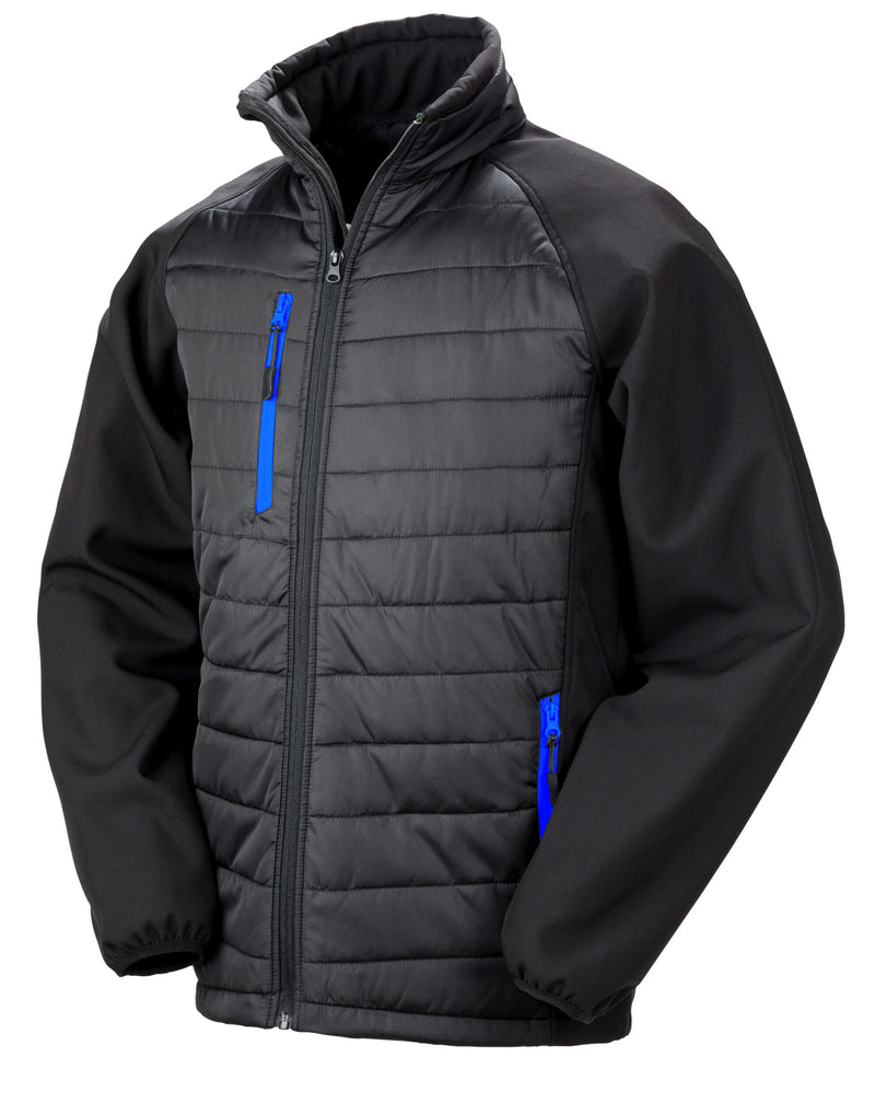 Result Recycled Compass Padded Softshell Jacket - Black/Royal
