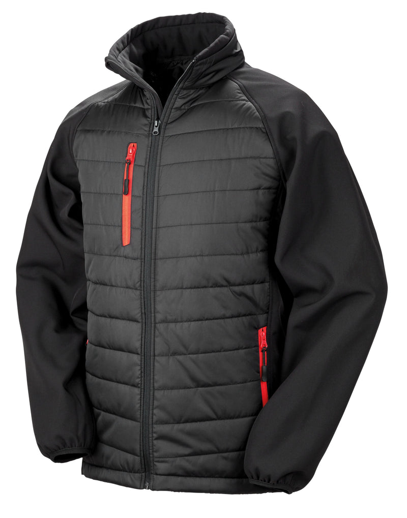 Result Recycled Compass Padded Softshell Jacket - Black/Red