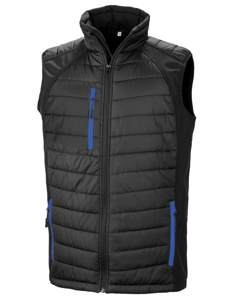 Result Recycled Compass Padded Softshell Gilet - Black/Royal