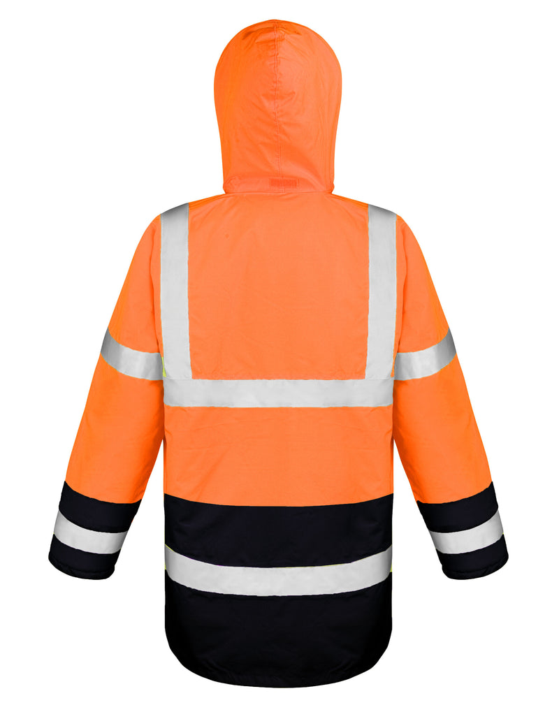 Result Safeguard Motorway 2-Tone Safety Coat - Fluorescent Orange/Black
