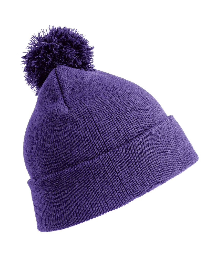 Result Winter Essentials Junior Pom Pom Beanie - Purple