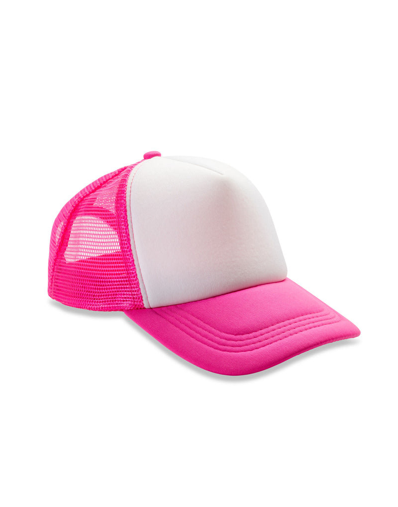 Result Headwear Detroit 1/2 Mesh Truckers Cap - Super Pink/ White