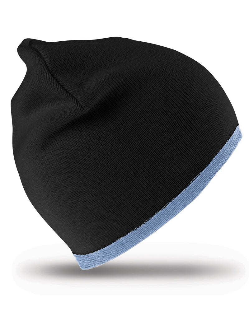 Result Winter Essentials Soft Feel Cuffless Reversible Beanie - Black/Sky