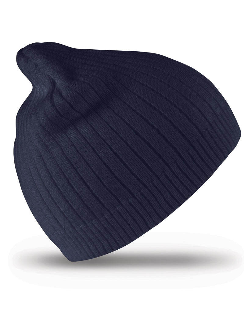 Result Winter Essentials Double Knit Cotton Beanie Hat - Navy