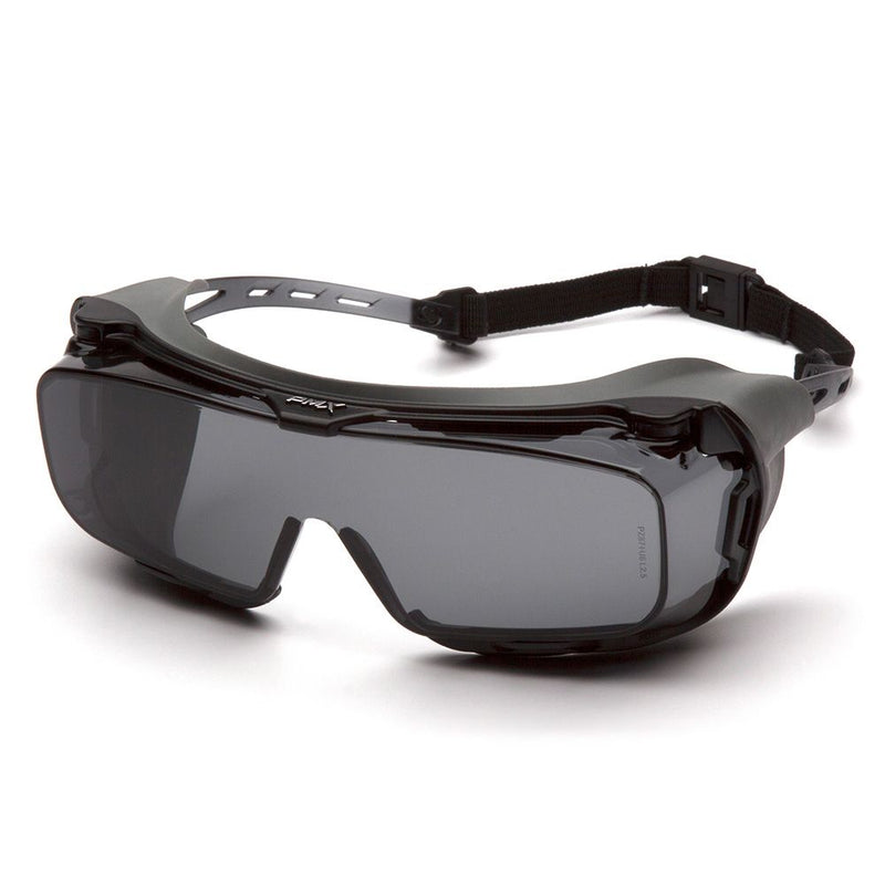 Supertouch Pyramex Cappture safety spectacles with a grey anti-fog lens.