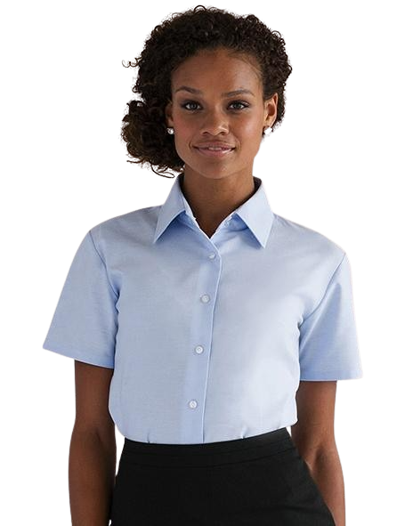 Russell Ladies Short Sleeve Tailored Oxford Shirt Oxford Blue