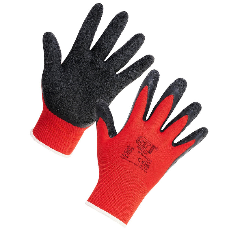 Supertouch Supertouch Nylex Gloves red and grey in colour