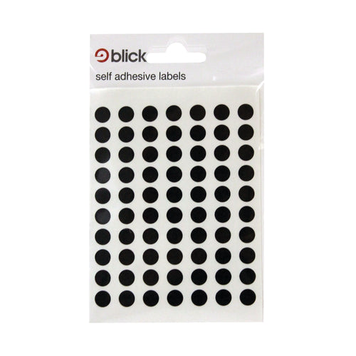 Blick Coloured Labels In Bags Round 8mm Dia 490 Per Bag Black – (Pack of 9800)