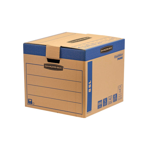 Bankers Box Smoothmove Fastfold Removal Box Large 85 Litre Brown/Blue – (Pack of 5)