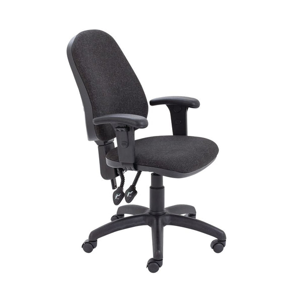 First High Back Operator Chair With T-adjustable Arms 640x640x985-1175mm Charcoal Kf839244