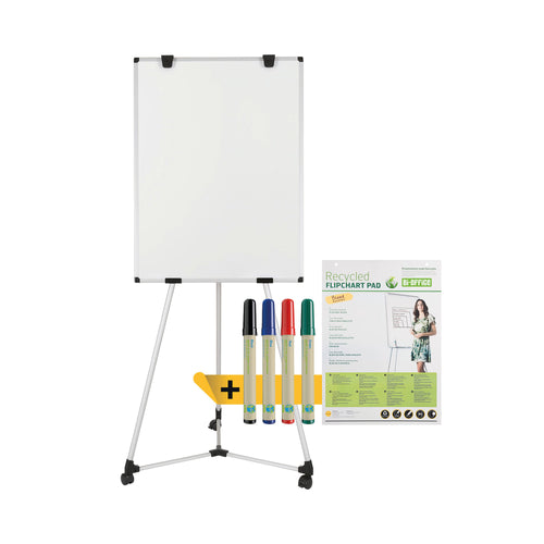 Bi-office Mobile Magnetic Easel With Flipchart Pad And Pens Earth Kyoto Easel Bundle