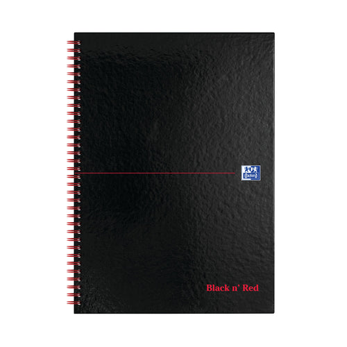 Black N Red Wirebound Hardback Notebook 5mm Square A4 – (Pack of 5)