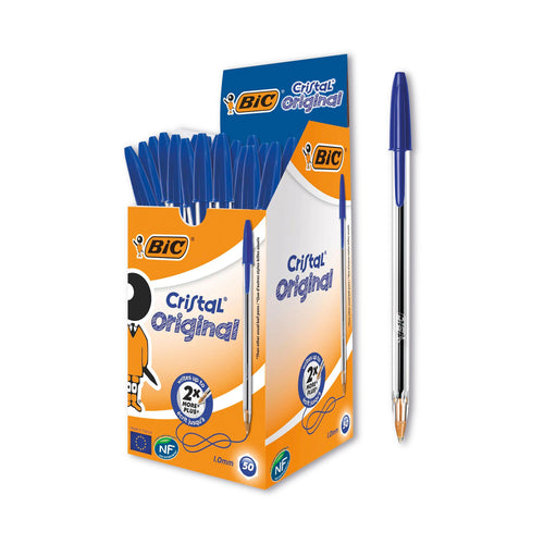 Bic Cristal Ballpoint Pen Medium Blue – (Pack of 50)
