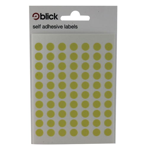 Blick Coloured Labels In Bags Round 8mm Dia 490 Per Bag Yellow – (Pack of 9800)