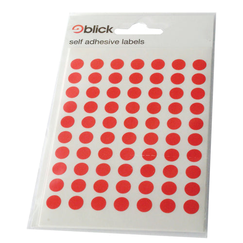 Blick Coloured Labels In Bags Round 8mm Dia 490 Per Bag Red – (Pack of 9800)
