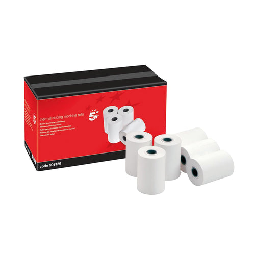 5 Star Office Thermal Printer Rolls Single-ply W57xd55xcore12.7mm 40m – (Pack of 20)