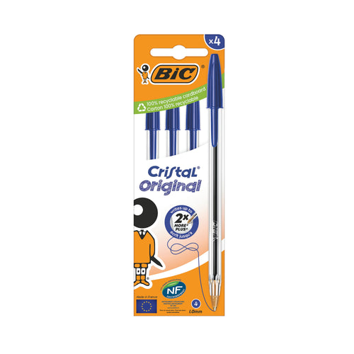 Bic Cristal Ballpoint Pen Medium Blue – (Pack of 4)
