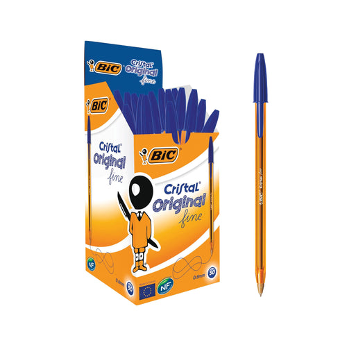 Bic Cristal Fine Ballpoint Pen Blue – (Pack of 50)
