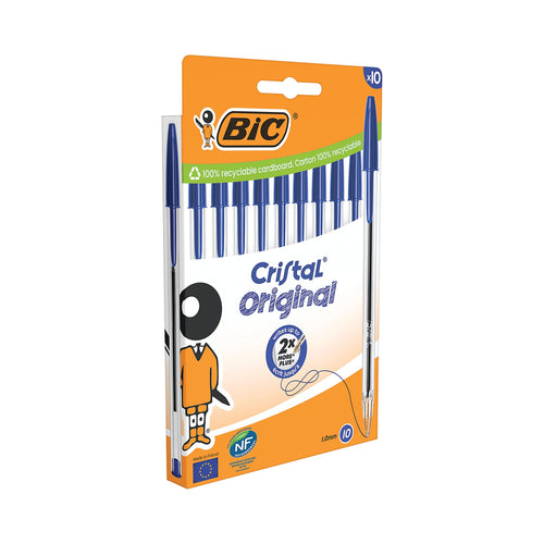 Bic Cristal Ballpoint Pen Medium Blue – (Pack of 10)
