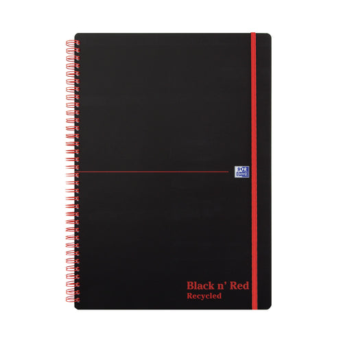 Black N Red Wirebound Recycled Polypropylene Notebook 140 Pages A4 – (Pack of 5)
