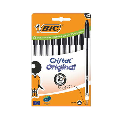 Bic Cristal Ballpoint Pen Medium Black – (Pack of 10)