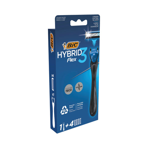 Bic Flex 3 Hybrid Razor Handle x4 Blades – (Pack of 10)