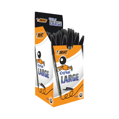Bic Cristal Large Ballpoint Pen 1.6mm Black - (Pack of 50)