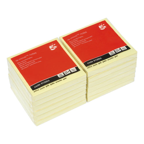 5 Star Sticky Notes Removable Concertina Pad Yellow – (Pack of 12)