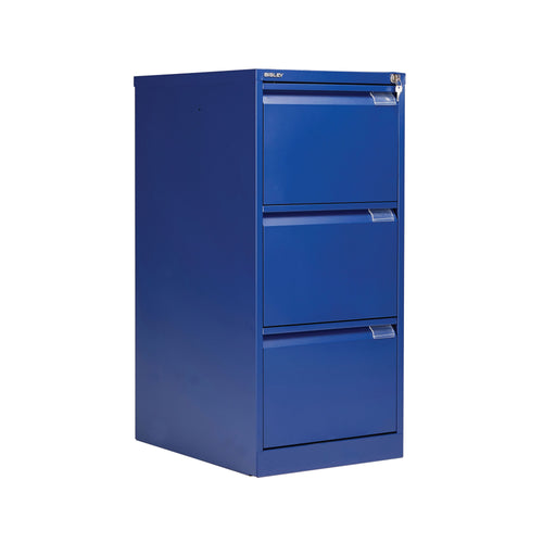 Bisley 3 Drawers Filing Cabinet Lockable 470x622x1016mm Blue Bs3e/blue