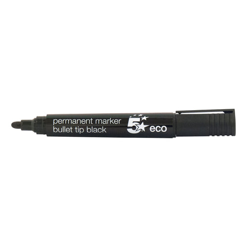 5 Star Permanent Marker Bullet Tip 2-5mm Line Black – (Pack of 10)