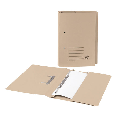 5 Star Office Transfer Spring Pocket File Recycled Mediumweight 285gsm Foolscap Buff – (Pack of 25)