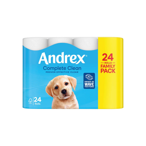 Andrex Complete Clean Toilet Roll 2-ply 190 Sheets Per Roll – (Pack of 24)