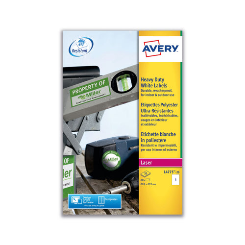 Avery Laser Label Heavy Duty 1 Per Sheet White L4775-20 – (Pack of 20)
