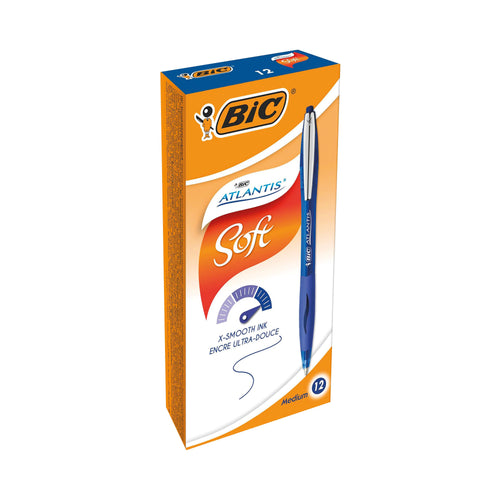 Bic Atlantis Premium Ballpoint Pen Medium Blue – (Pack of 12)
