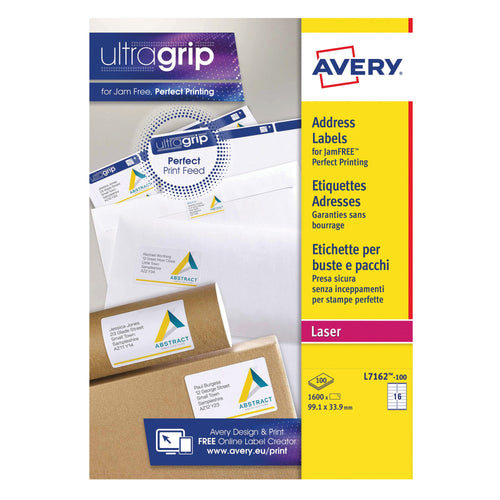 Avery Ultragrip Laser Labels 99.1x33.9mm White – (Pack of 1600)