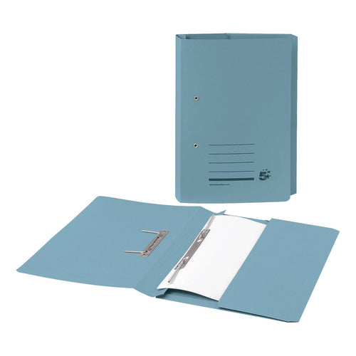 5 Star Office Transfer Spring Pocket File Recycled Mediumweight 285gsm Foolscap Blue – (Pack of 25)