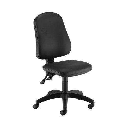 First Calypso Operator Chair 640x640x985-1175mm 2 Lever Leather Look Black Kf90959