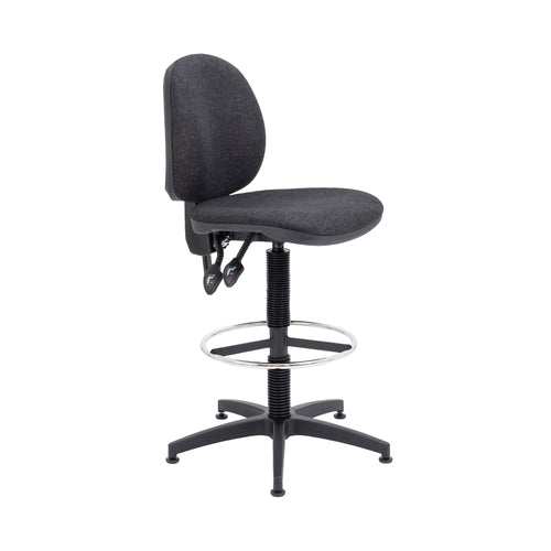 Arista Medium Back Draughtsman Chair 700x700x840-970mm Fixed Footrest Charcoal
