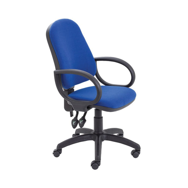 First High Back Operator Chair With Fixed Arms 640x640x985-1175mm Blue Kf839243