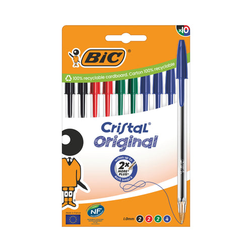 Bic Cristal Ballpoint Pen Medium Assorted – (Pack of 10)