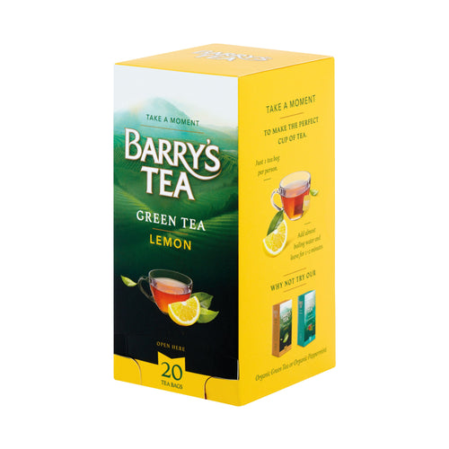 Barrys Organic Green Tea and Lemon String/Tag/Envelope – (Pack of 20)