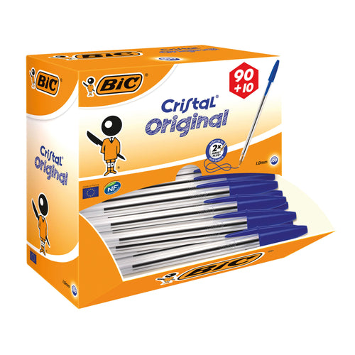 Bic Cristal Ballpoint Pen Medium Blue – (Pack of 100)
