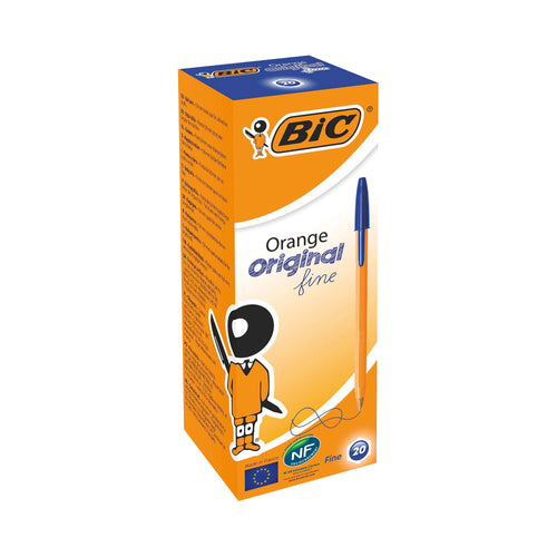 Bic Orange Fine Ballpoint Pen Blue – (Pack of 20)
