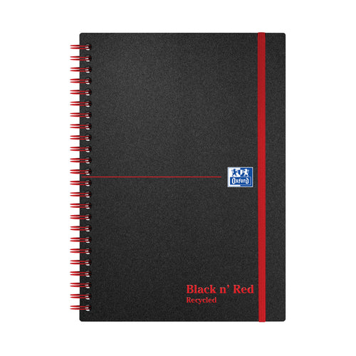 Black N Red Wirebound Recycled Polypropylene Notebook 140 Pages A5 – (Pack of 5)