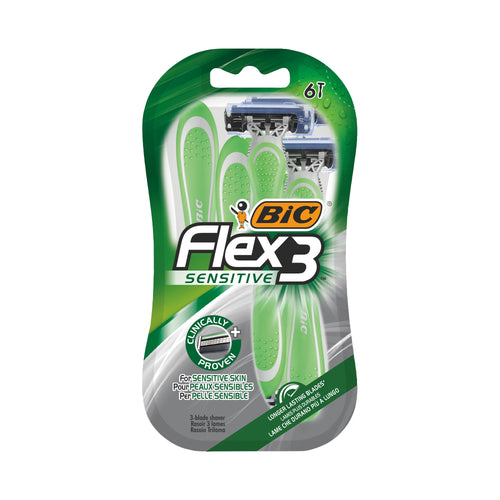 Bic Flex 3 Disposable Razor Sensitive - (Pack of 6)