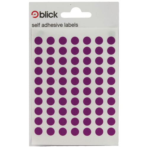 Blick Coloured Labels In Bags Round 8mm Dia 490 Per Bag Purple – (Pack of 9800)