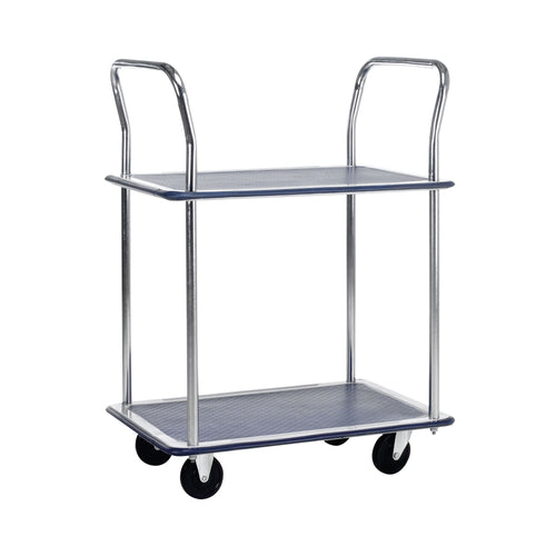 Barton Storage Barton Silver And Blue 2 Shelf Trolley With Chrome Handles Pst2