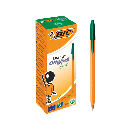 Bic Orange Fine Ballpoint Pen Green – (Pack of 20)