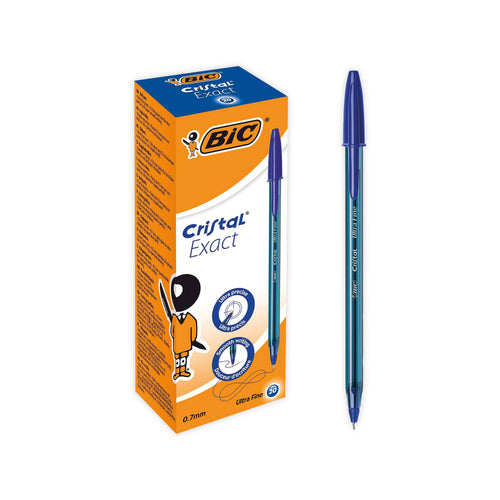 Bic Cristal Ballpoint Pens Ultra Fine 0.7mm Blue – (Pack of 20)