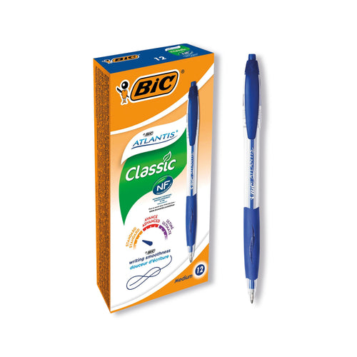BIC Retractable Ball Pen Medium Blue – (Pack of 12)